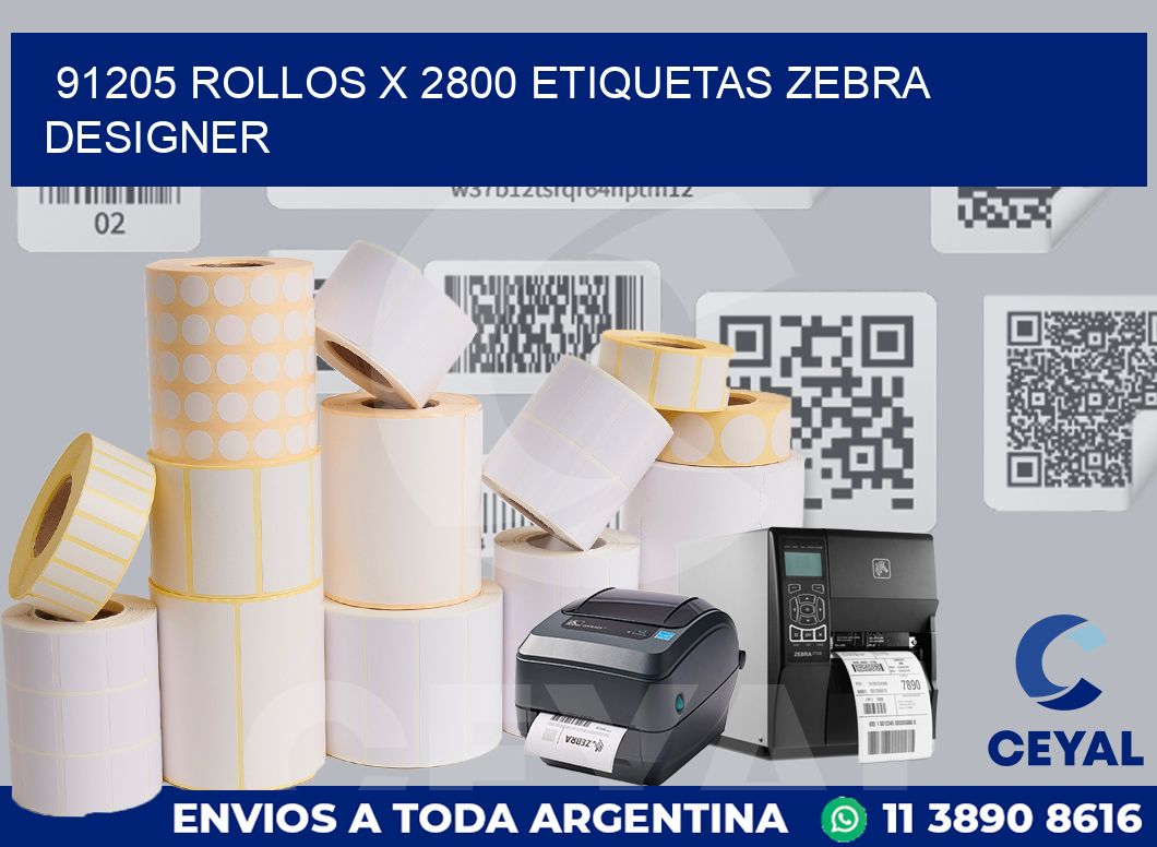 91205 Rollos x 2800 etiquetas zebra designer
