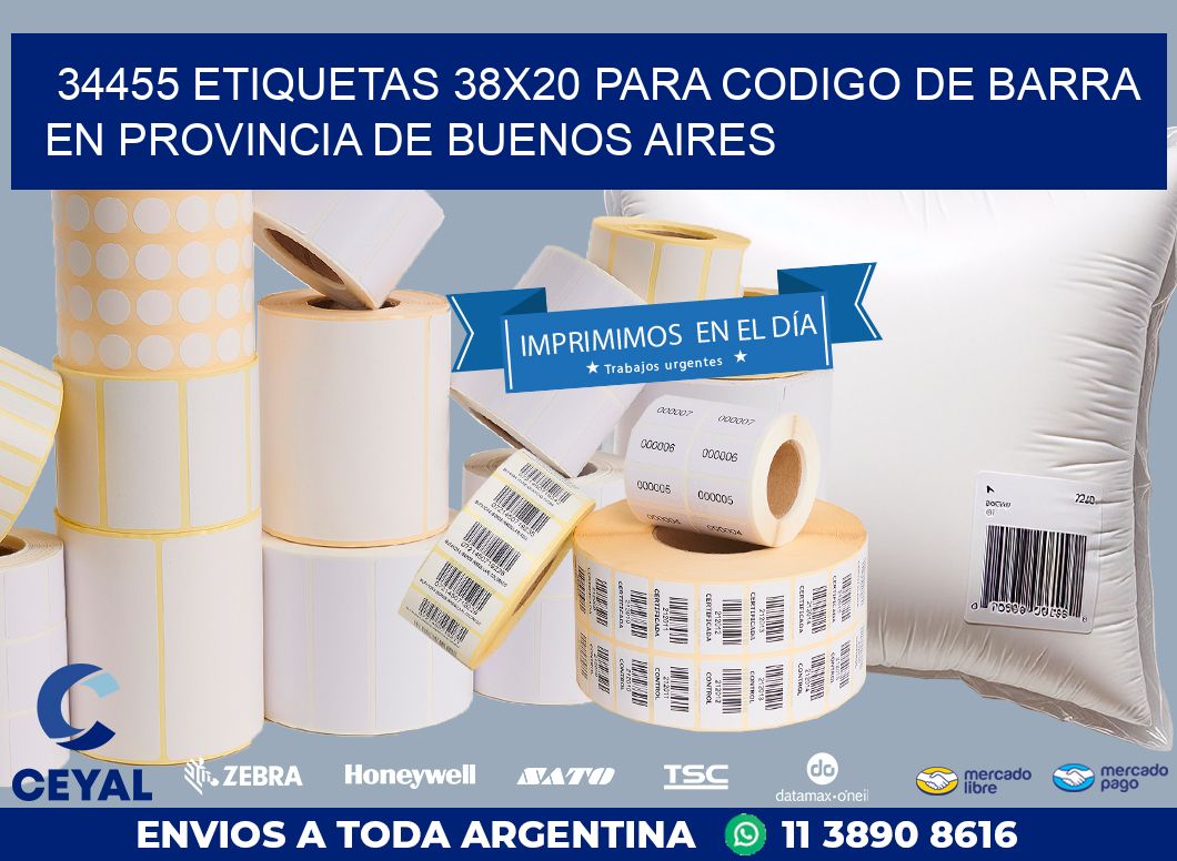 34455 ETIQUETAS 38X20 PARA CODIGO DE BARRA EN PROVINCIA DE BUENOS AIRES