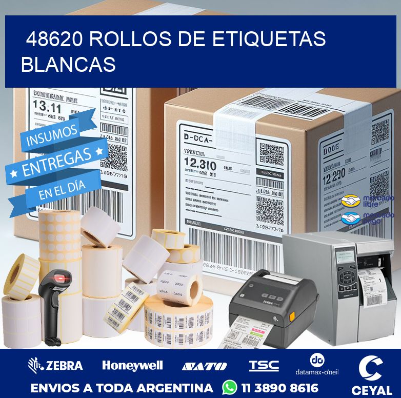 48620 ROLLOS DE ETIQUETAS BLANCAS