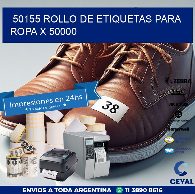 50155 ROLLO DE ETIQUETAS PARA ROPA X 50000