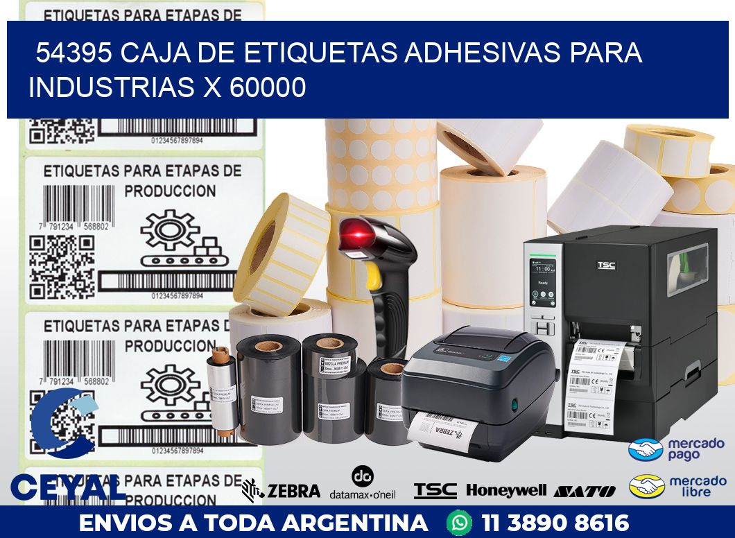 54395 CAJA DE ETIQUETAS ADHESIVAS PARA INDUSTRIAS X 60000