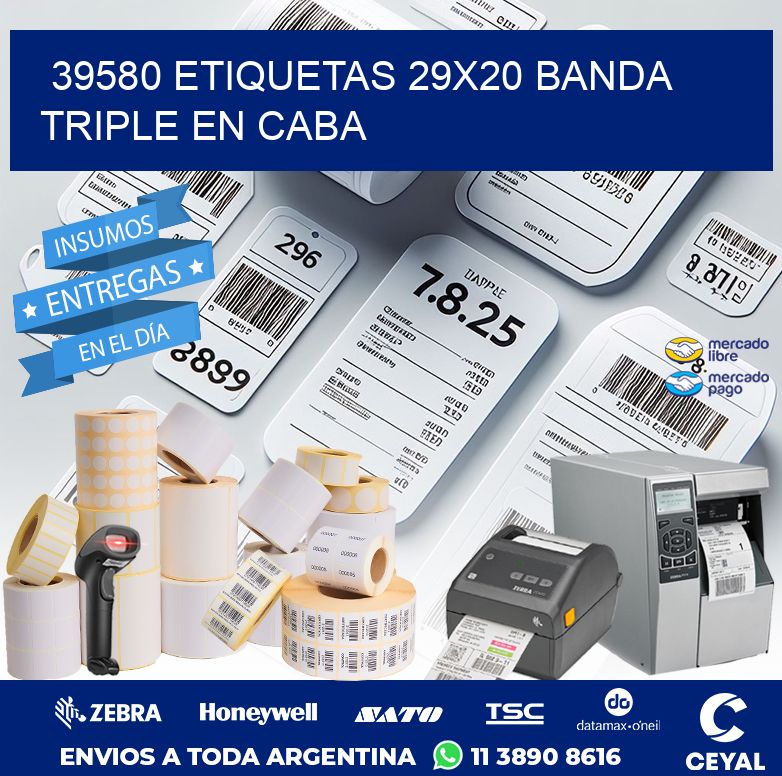 39580 ETIQUETAS 29X20 BANDA TRIPLE EN CABA