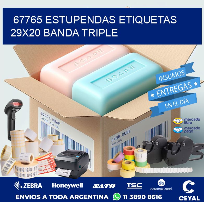 67765 ESTUPENDAS ETIQUETAS 29X20 BANDA TRIPLE