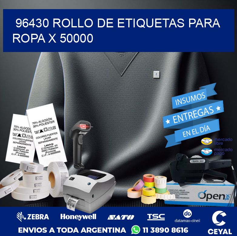 96430 ROLLO DE ETIQUETAS PARA ROPA X 50000