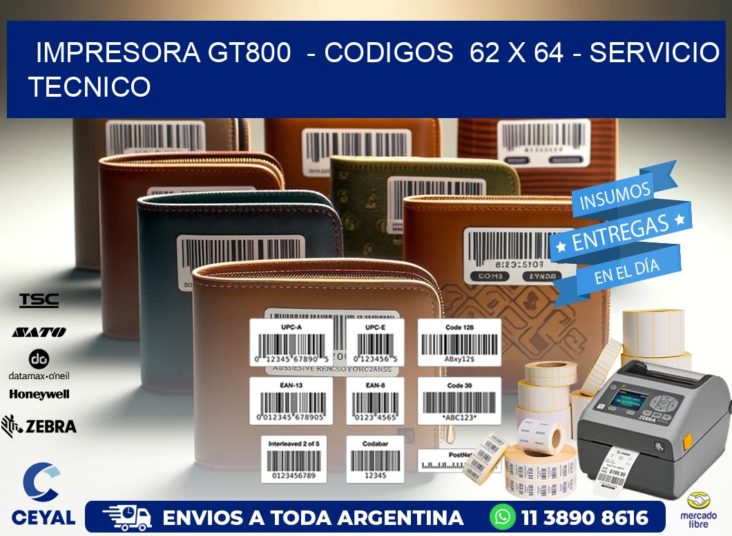 IMPRESORA GT800  - CODIGOS  62 x 64 - SERVICIO TECNICO