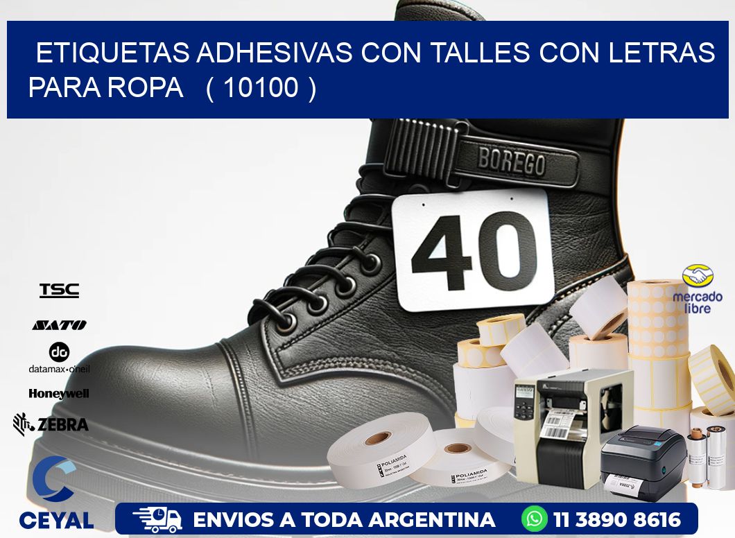 ETIQUETAS ADHESIVAS CON TALLES CON LETRAS PARA ROPA   ( 10100 )