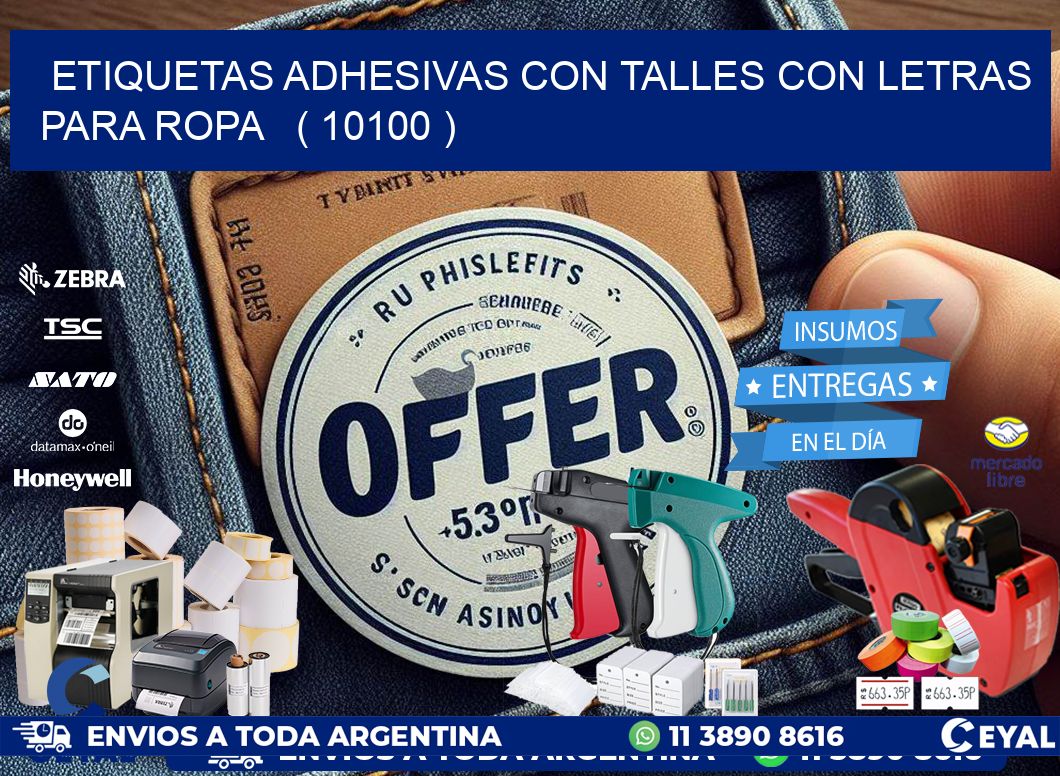 ETIQUETAS ADHESIVAS CON TALLES CON LETRAS PARA ROPA   ( 10100 )