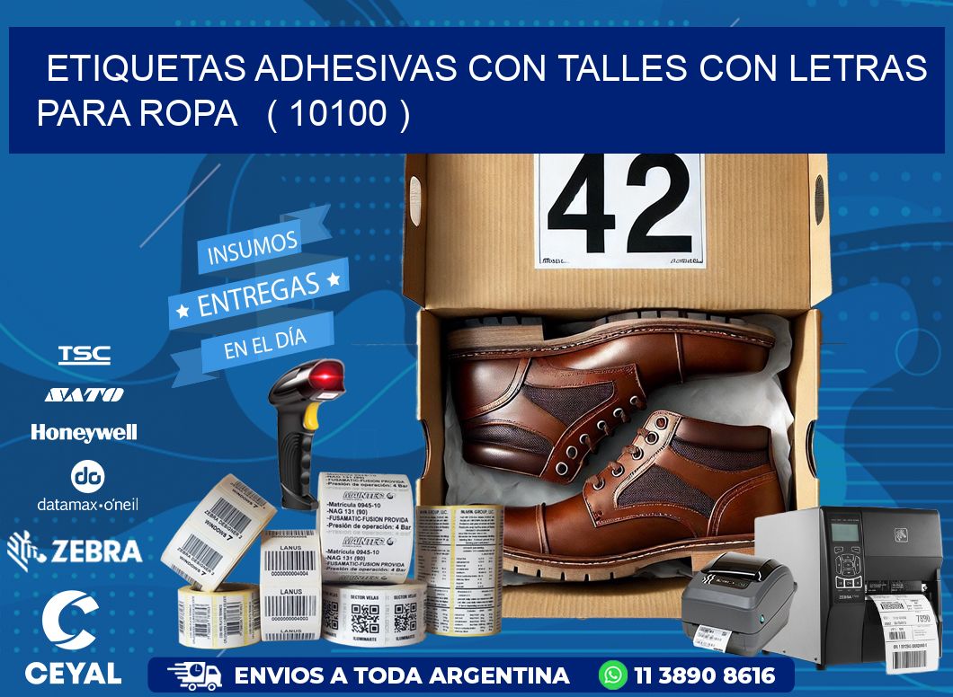 ETIQUETAS ADHESIVAS CON TALLES CON LETRAS PARA ROPA   ( 10100 )