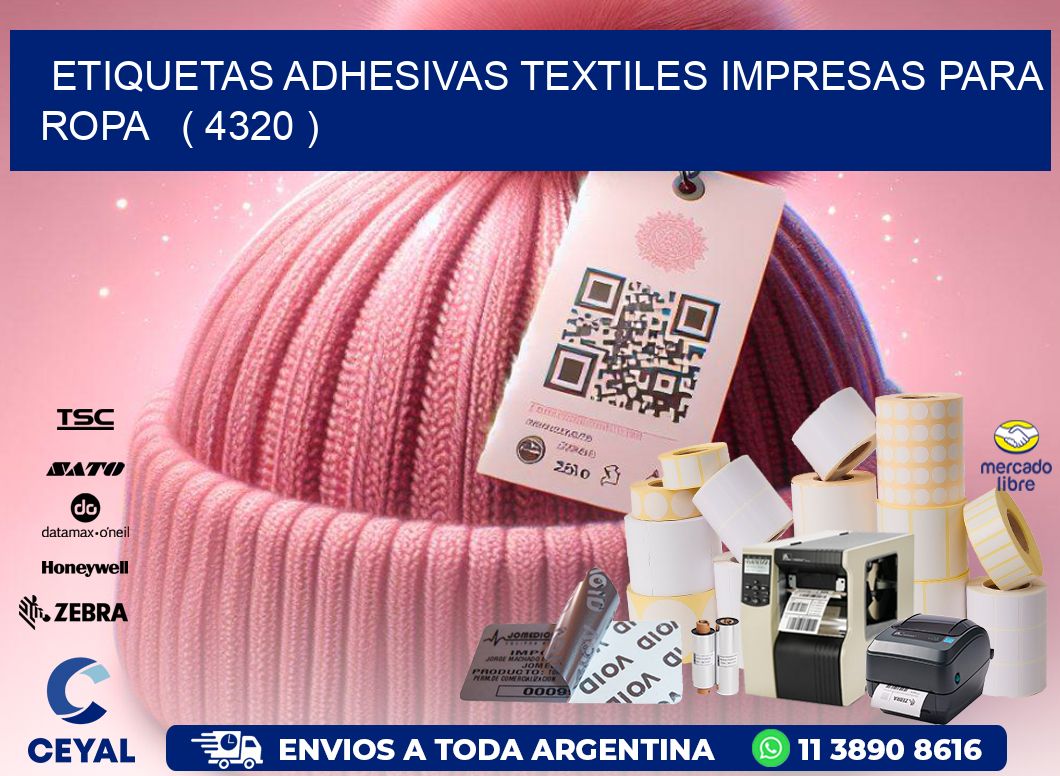 ETIQUETAS ADHESIVAS TEXTILES IMPRESAS PARA ROPA   ( 4320 )