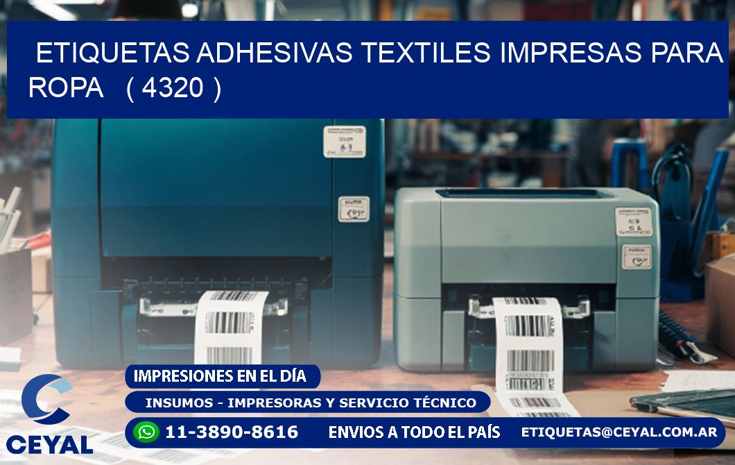 ETIQUETAS ADHESIVAS TEXTILES IMPRESAS PARA ROPA   ( 4320 )