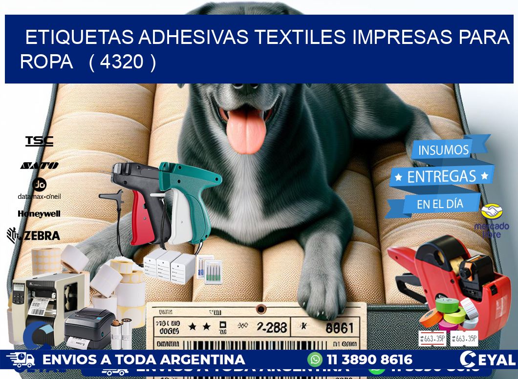 ETIQUETAS ADHESIVAS TEXTILES IMPRESAS PARA ROPA   ( 4320 )