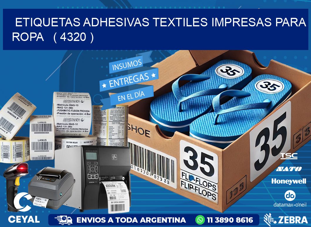 ETIQUETAS ADHESIVAS TEXTILES IMPRESAS PARA ROPA   ( 4320 )