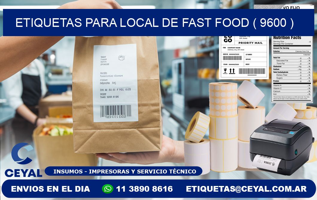 ETIQUETAS PARA LOCAL DE FAST FOOD ( 9600 )